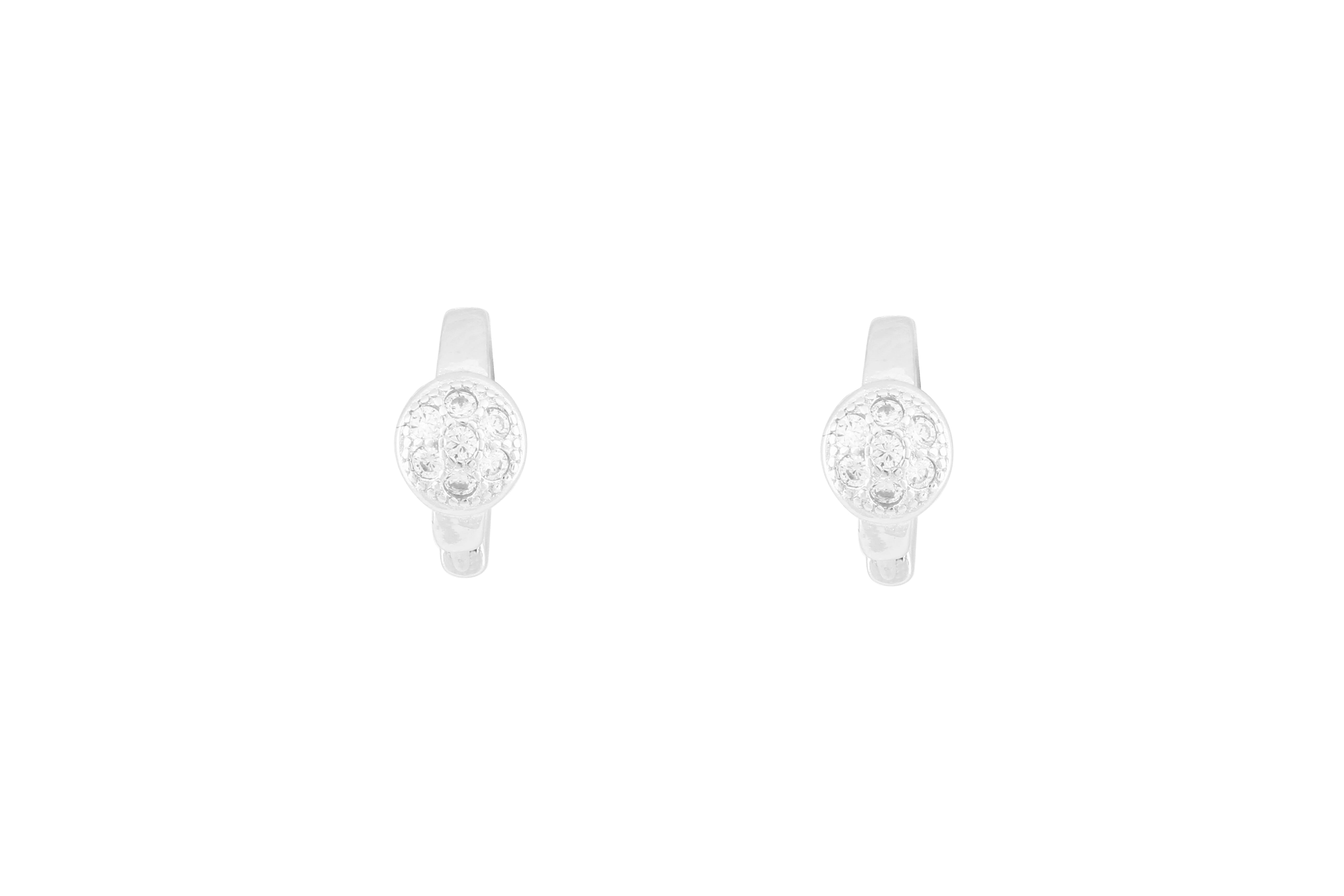 Asfour Crystal Hoop Earring With  Round  Design in 925 Sterling Silver ER0400