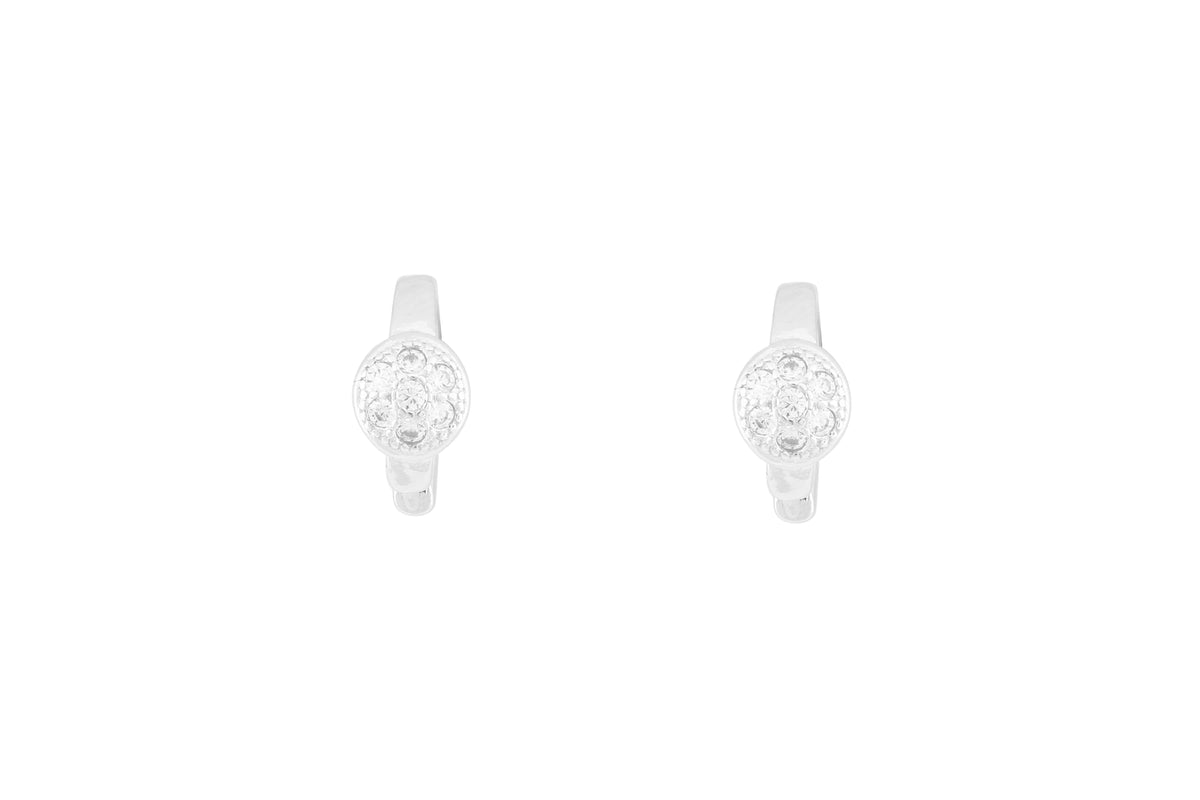 Asfour Crystal Hoop Earring With  Round  Design in 925 Sterling Silver ER0400