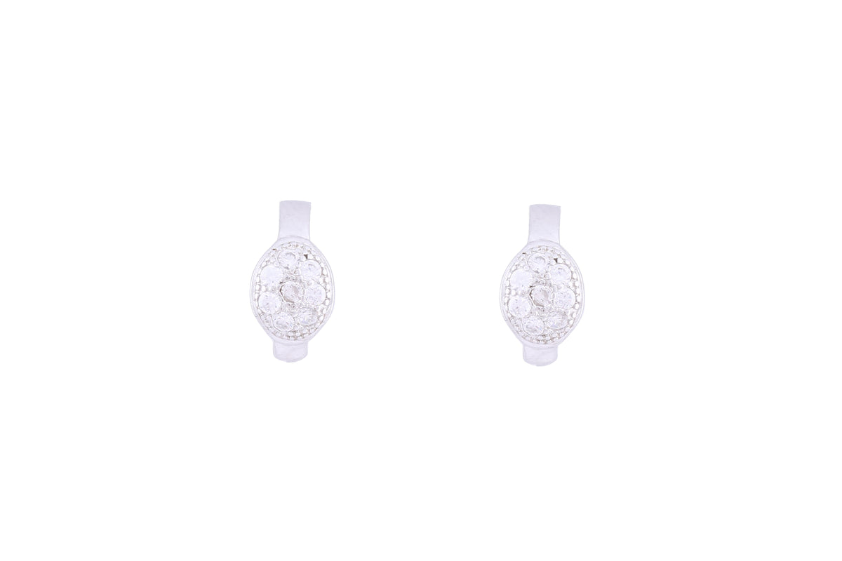 Asfour Crystal Hoop Earring With  Oval  Design in 925 Sterling Silver ER0401