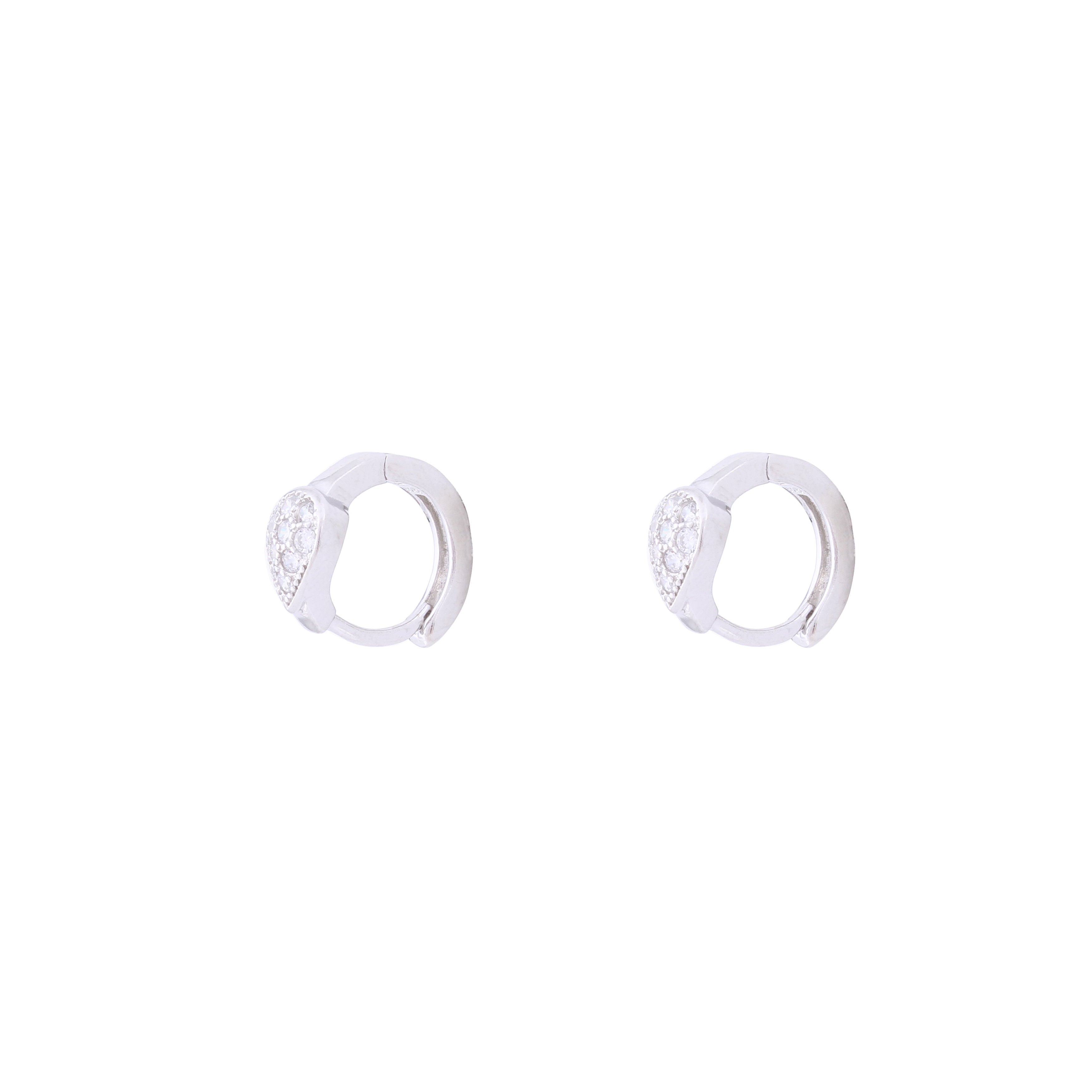 Asfour Crystal Hoop Earring With  Pear  Design in 925 Sterling Silver ER0402