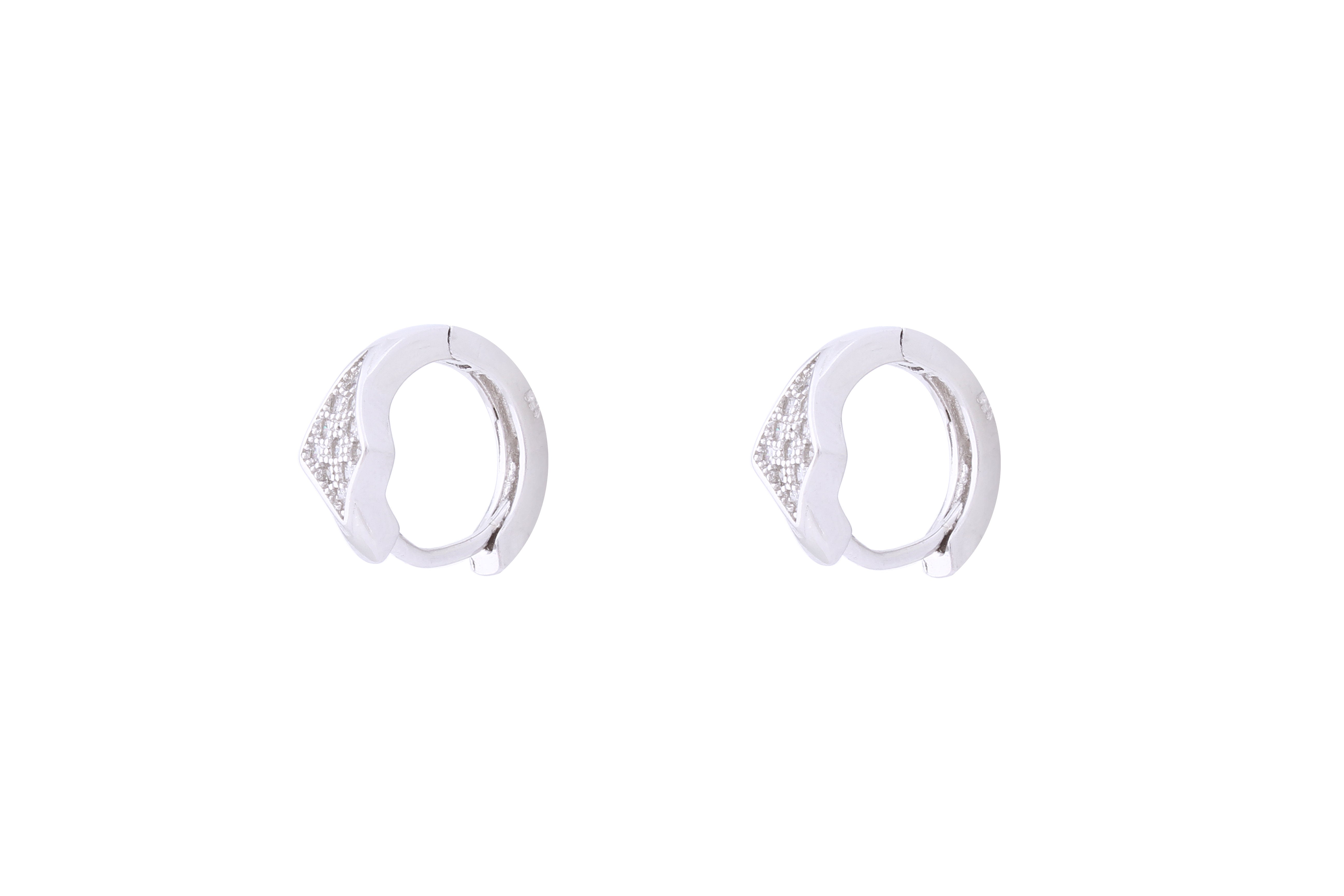 Asfour Crystal Hoop Earring With  Rhombus  Design in 925 Sterling Silver ER0403