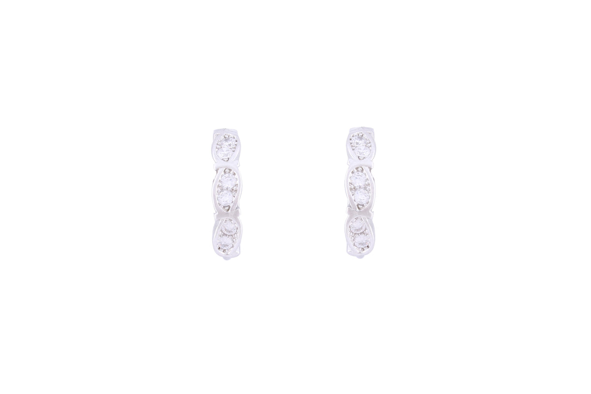 Asfour Crystal Hoop Earring inlaid With Zircon Stones  in 925 Sterling Silver ER0404