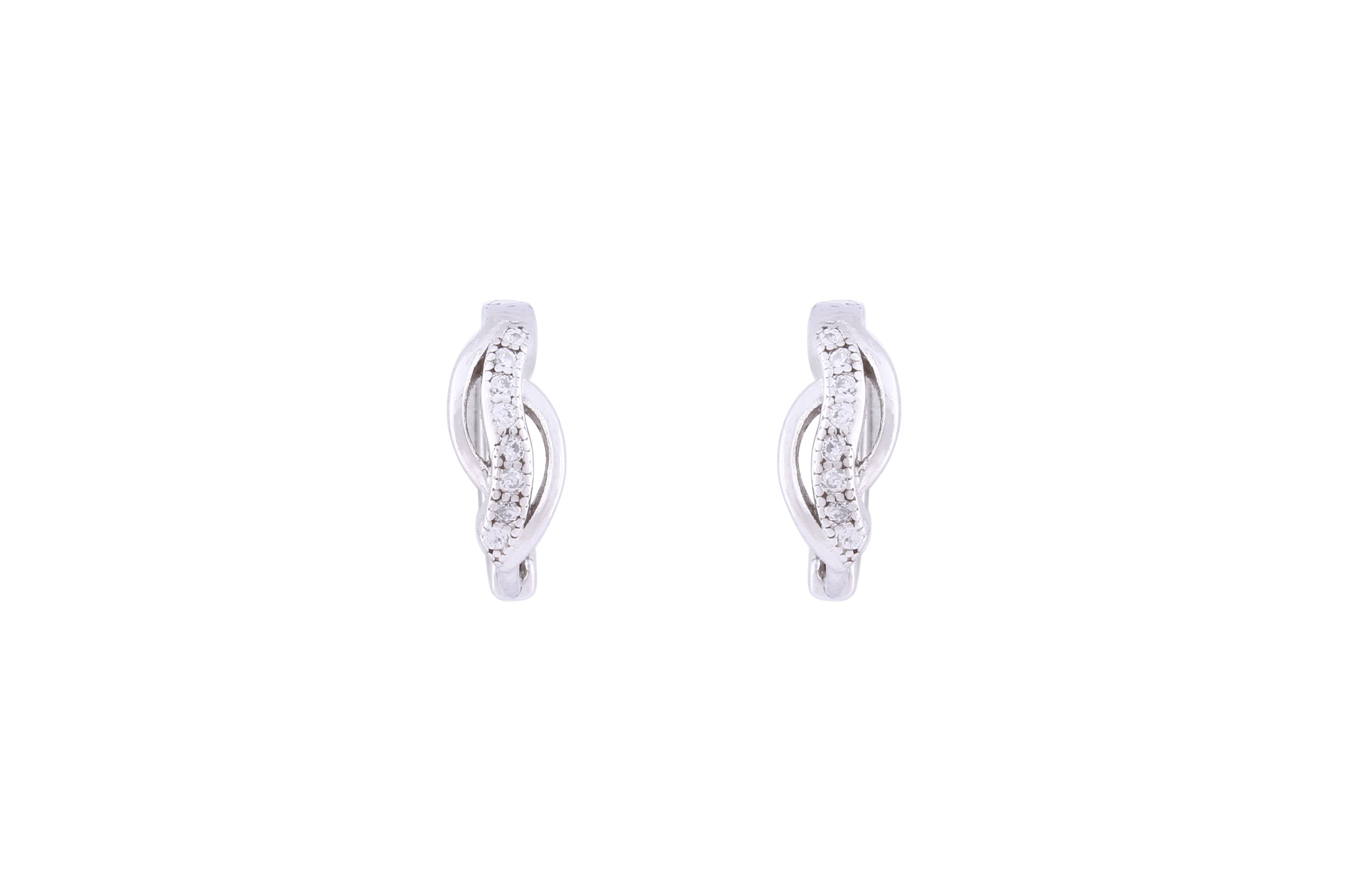 Asfour Crystal Hoop Earring With  Art Deco Design in 925 Sterling Silver ER0408