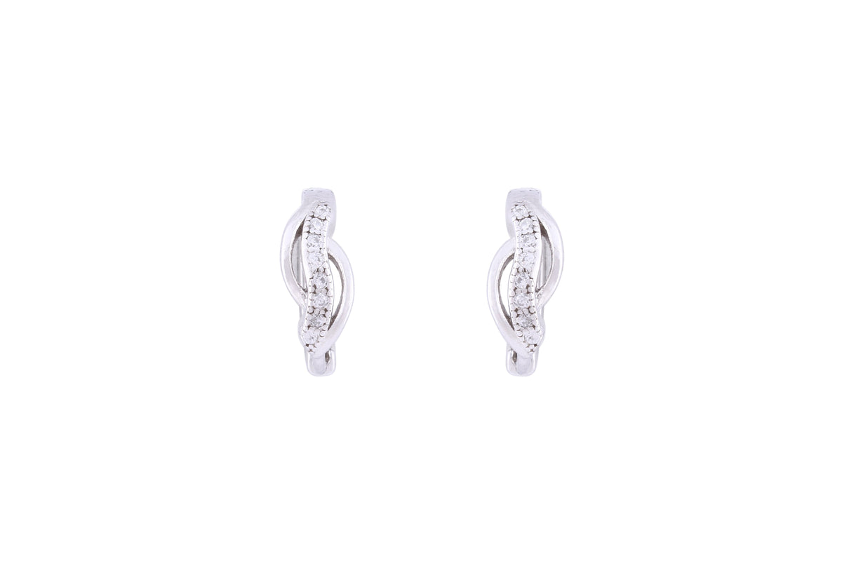 Asfour Crystal Hoop Earring With  Art Deco Design in 925 Sterling Silver ER0408