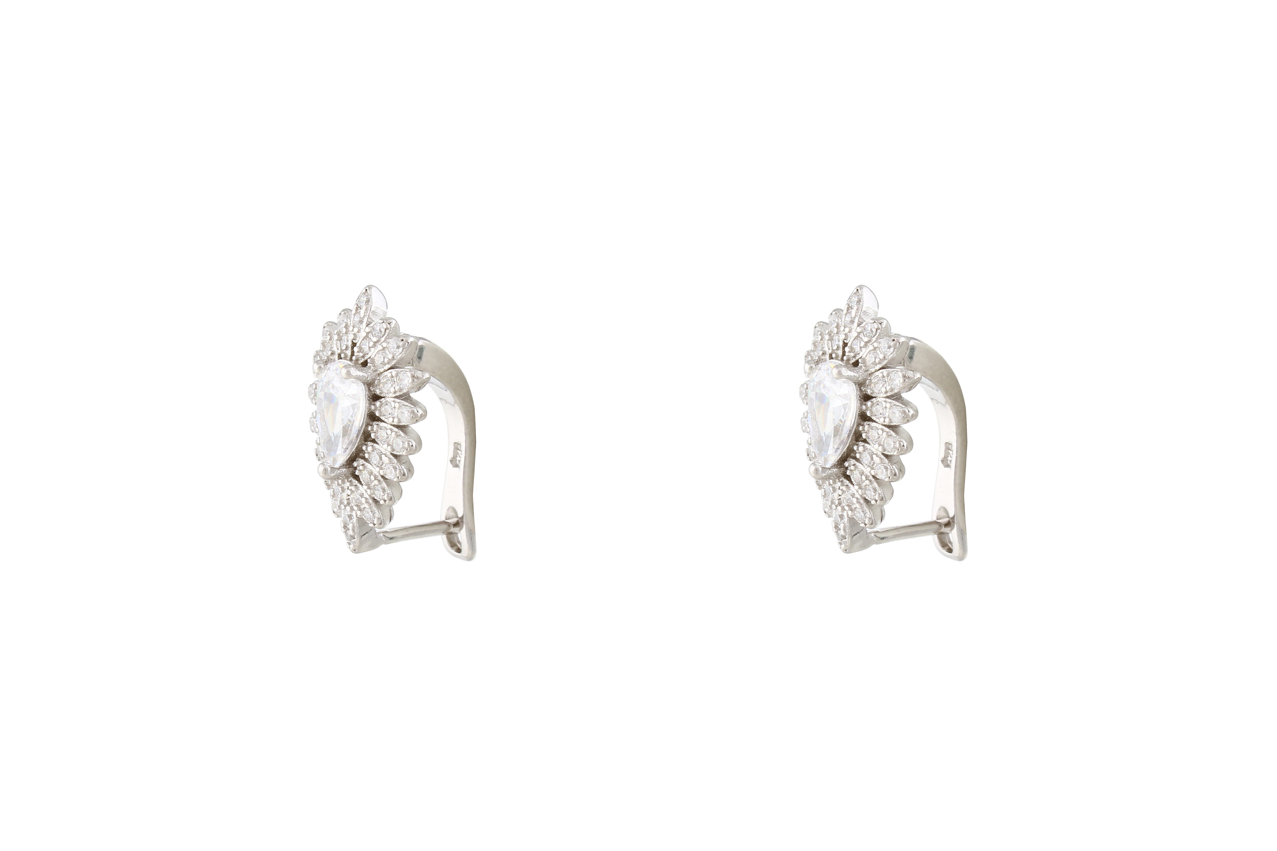 Asfour Crystal Clips Earrings With Cluster Pear Design