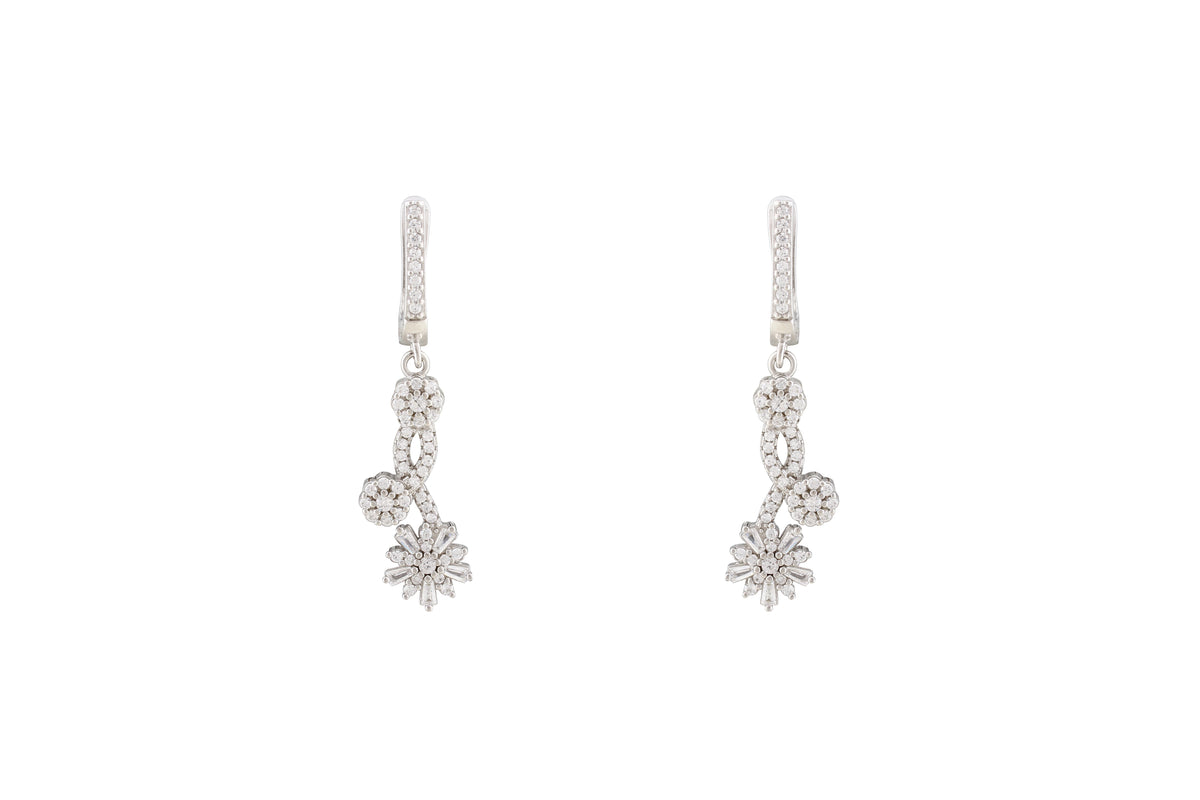 Asfour Crystal Clips Earrings With Art Deco Design In 925 Sterling Silver ER0433