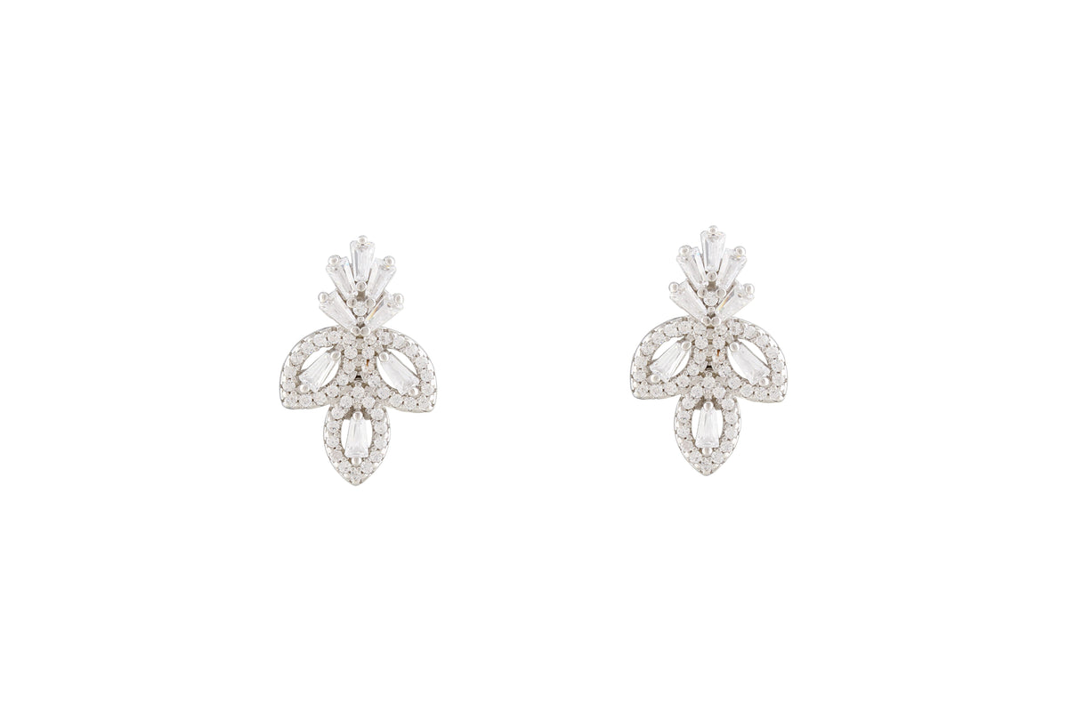 Asfour Crystal Clips Earrings With Art Deco Design In 925 Sterling Silver ER0434