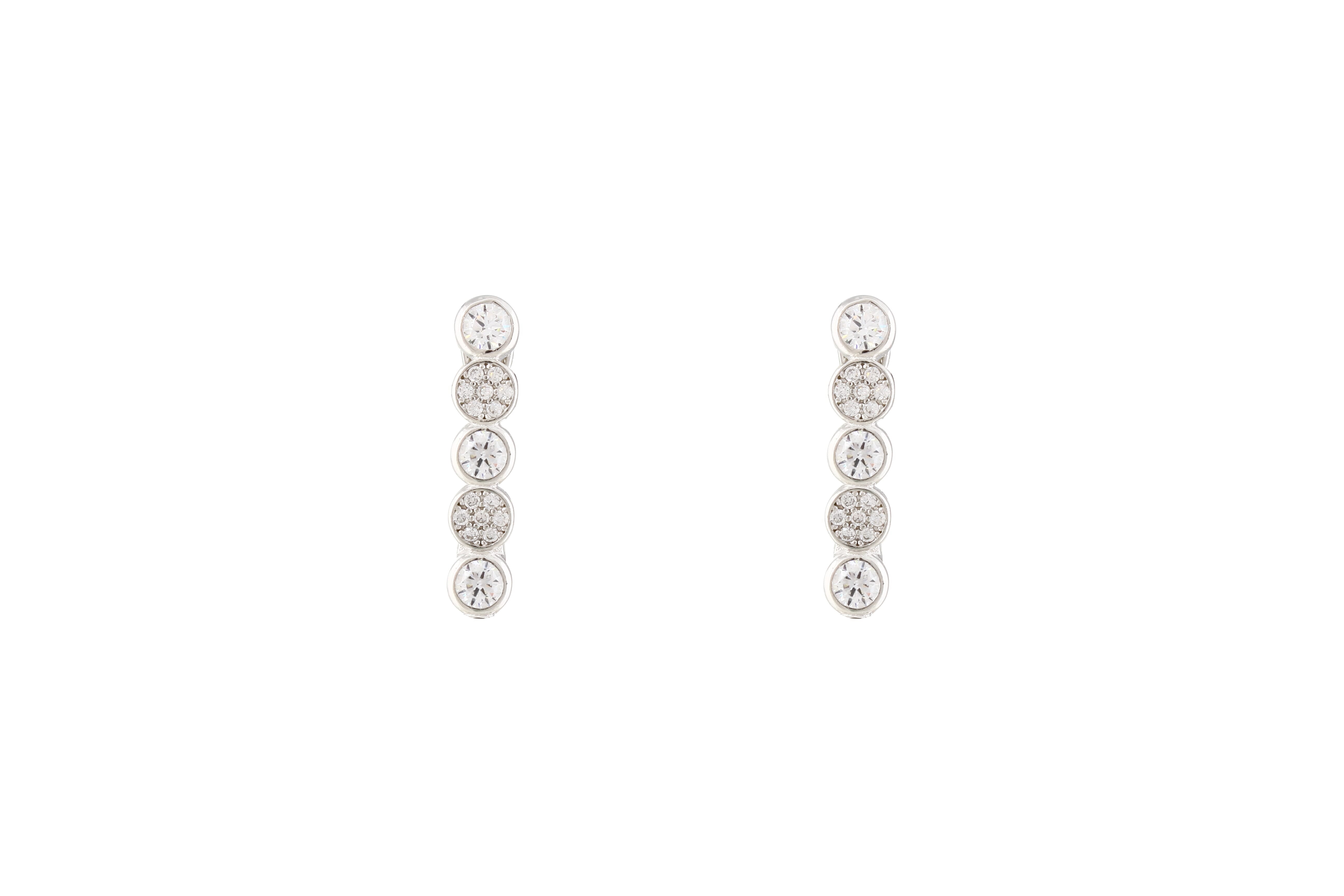 Asfour Crystal Tennis Earrings Inlaid With Round Zircon In 925 Sterling Silver ER0460