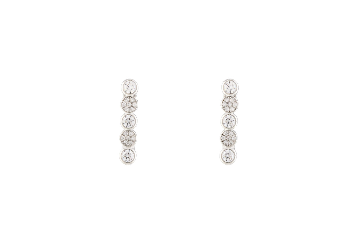 Asfour Crystal Tennis Earrings Inlaid With Round Zircon In 925 Sterling Silver ER0460