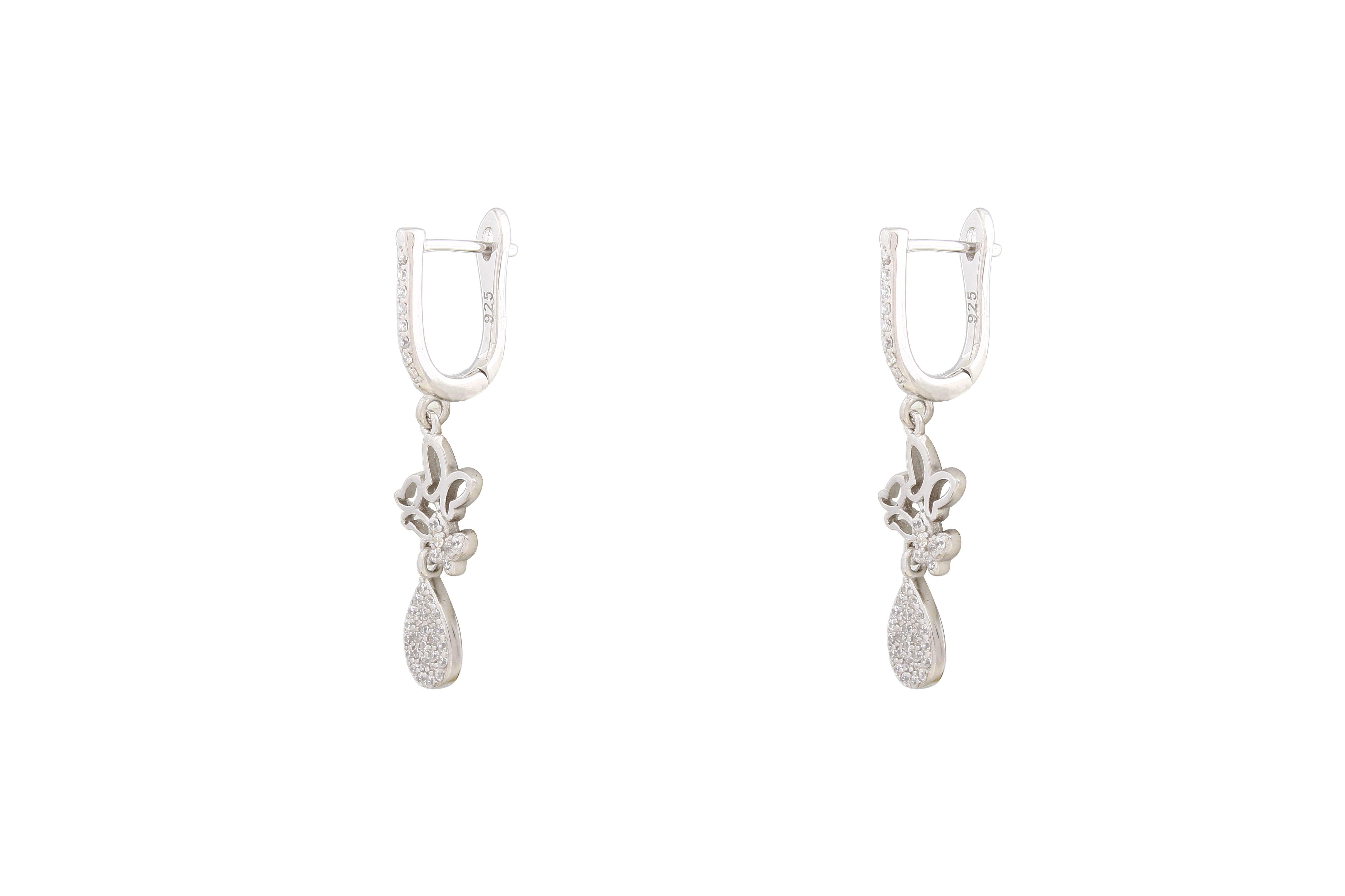 Asfour Crystal Drop Earrings With Butterflies Design In 925 Sterling Silver ER0461