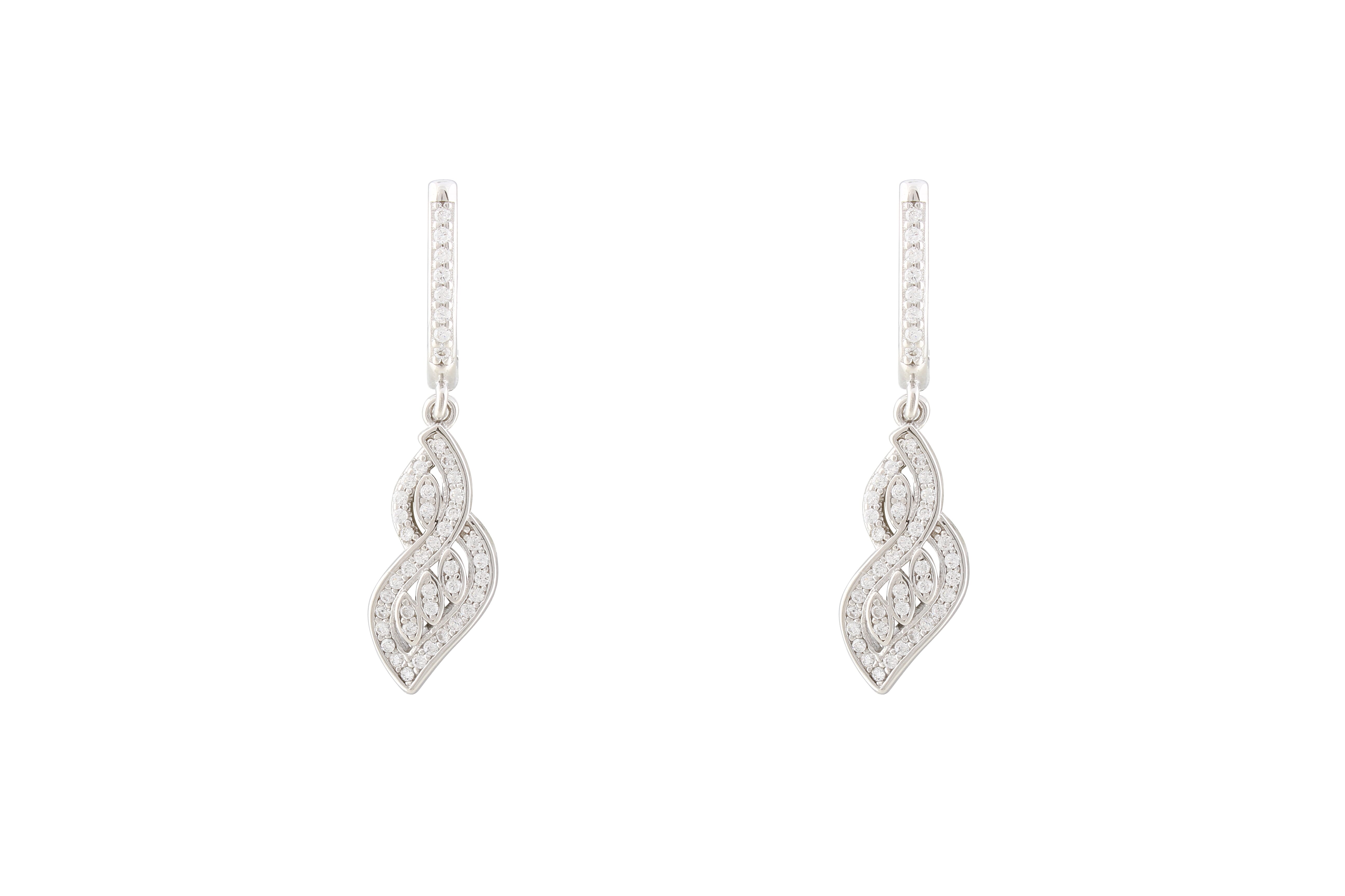 Asfour Crystal Drop Earrings With Decorative Design In 925 Sterling Silver ER0463