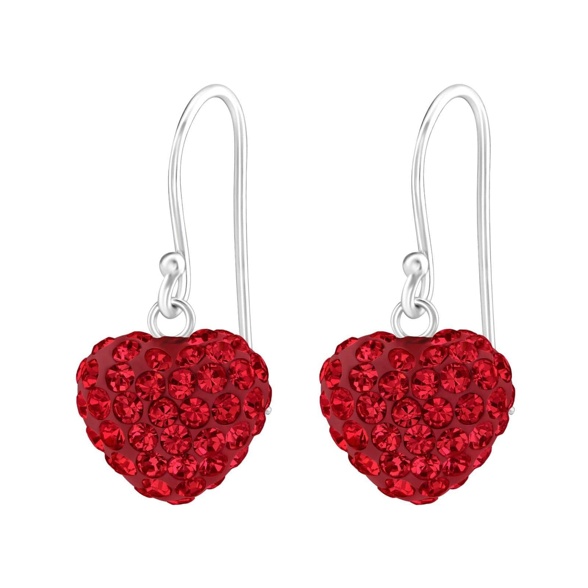 Asfour 925 Sterling Silver Earring with Round Zicron Stone, Red