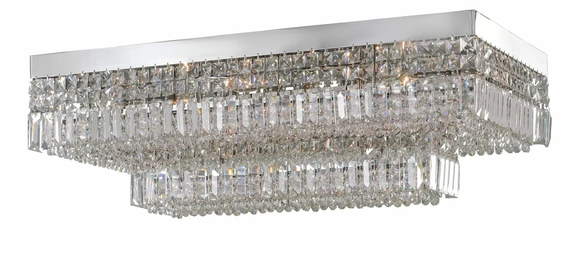 Ceiling Lamp Rectangular 16/2005/80/40 Chrome Pendeloque - 14 Bulb