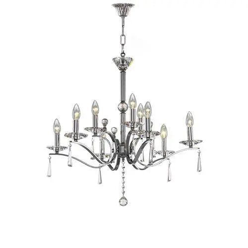 Asfour Crystal - Modern Chandelier - 9 Bulbs - Chrome - Drop Clear