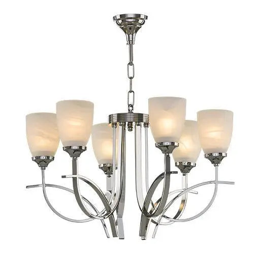 Asfour Crystal - Modern Chandelier - 6 Bulbs - Chrome - Octagon Clear