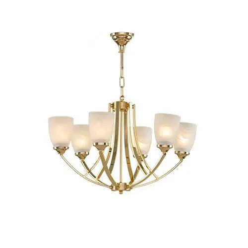 Asfour Crystal - Modern Chandelier - 6 Bulbs - Gold - Octagon Clear