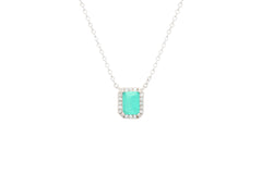 Asfour Crystal Chain Necklace With Cluster Aquamarine Stone In 925 Sterling Silver ND0024-GC