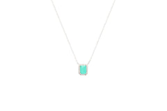 Asfour Crystal Chain Necklace With Cluster Aquamarine Stone In 925 Sterling Silver ND0024-GC