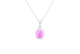 Asfour Crystal Chain Necklace With Rose Oval Pendant In 925 Sterling Silver ND0095-O-A