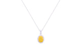 Asfour Crystal Chain Necklace With Yellow Oval Pendant In 925 Sterling Silver ND0095-Y-A