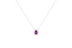 Asfour Crystal Chain Necklace With Tanzanite Pear Pendant In 925 Sterling Silver ND0098-N5