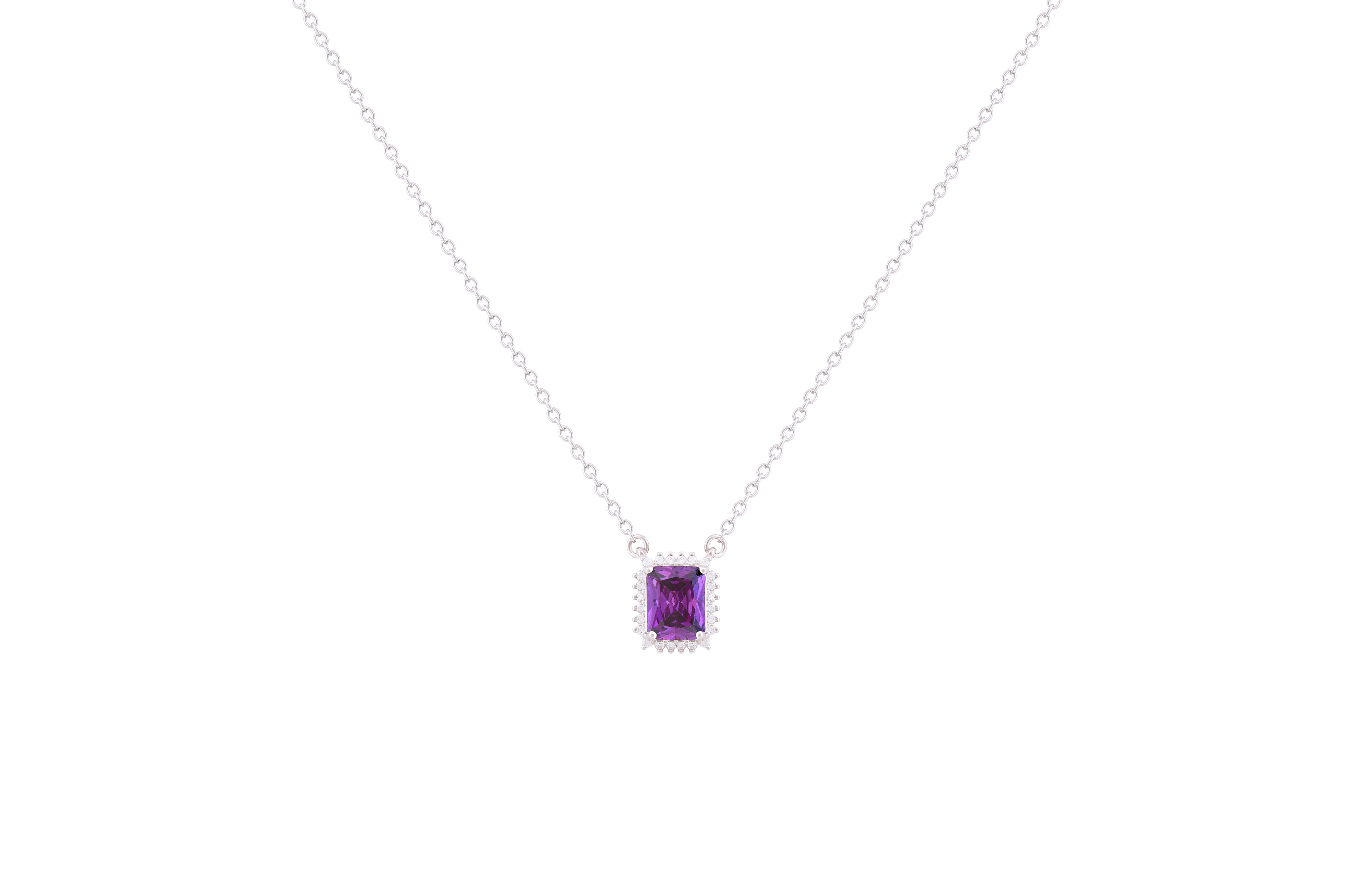 Asfour Crystal Chain Necklace With Dark Tenzanite Emerald Design In 925 Sterling Silver-ND0099-N5