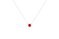 Asfour Crystal Chain Necklace With Ruby Round Pendant In 925 Sterling Silver ND0100-R