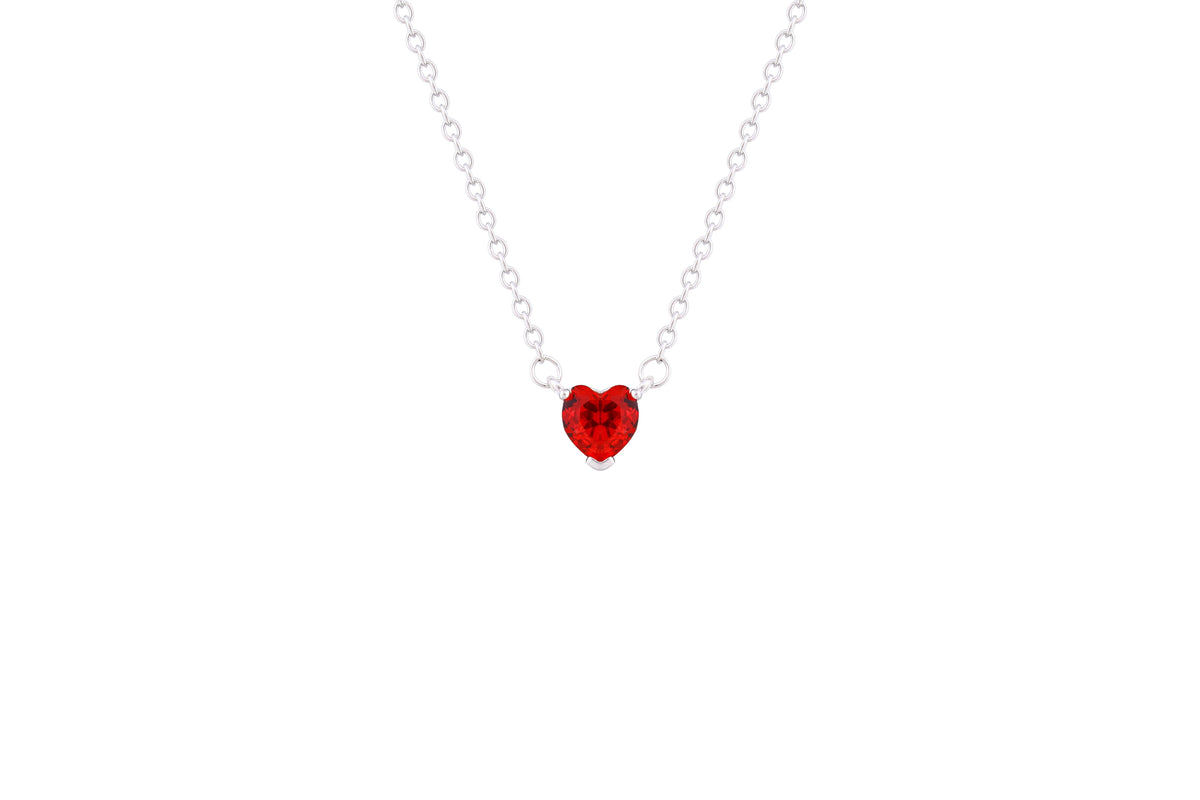 Asfour Crystal Chain Necklace With Ruby Heart Pendant In 925 Sterling Silver ND0107-R