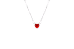 Asfour Crystal Chain Necklace With Ruby Heart Pendant In 925 Sterling Silver ND0107-R