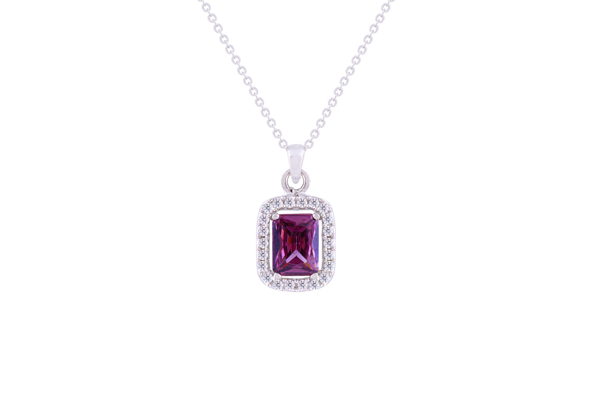 Asfour Crystal Chain Necklace With Emerald Cut Tanzanite Pendant In 925 Sterling Silver ND0110-N5