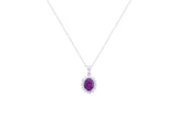 Asfour Crystal Chain Necklace With Tenzanite Oval Pendant In 925 Sterling Silver ND0111-N-A