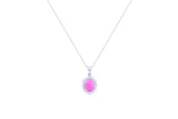 Asfour Crystal Chain Necklace With Rose Oval Pendant In 925 Sterling Silver ND0111-O-A