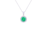 Asfour Crystal Chain Necklace With Emerald Opal Pendant In 925 Sterling Silver ND0112-G-A
