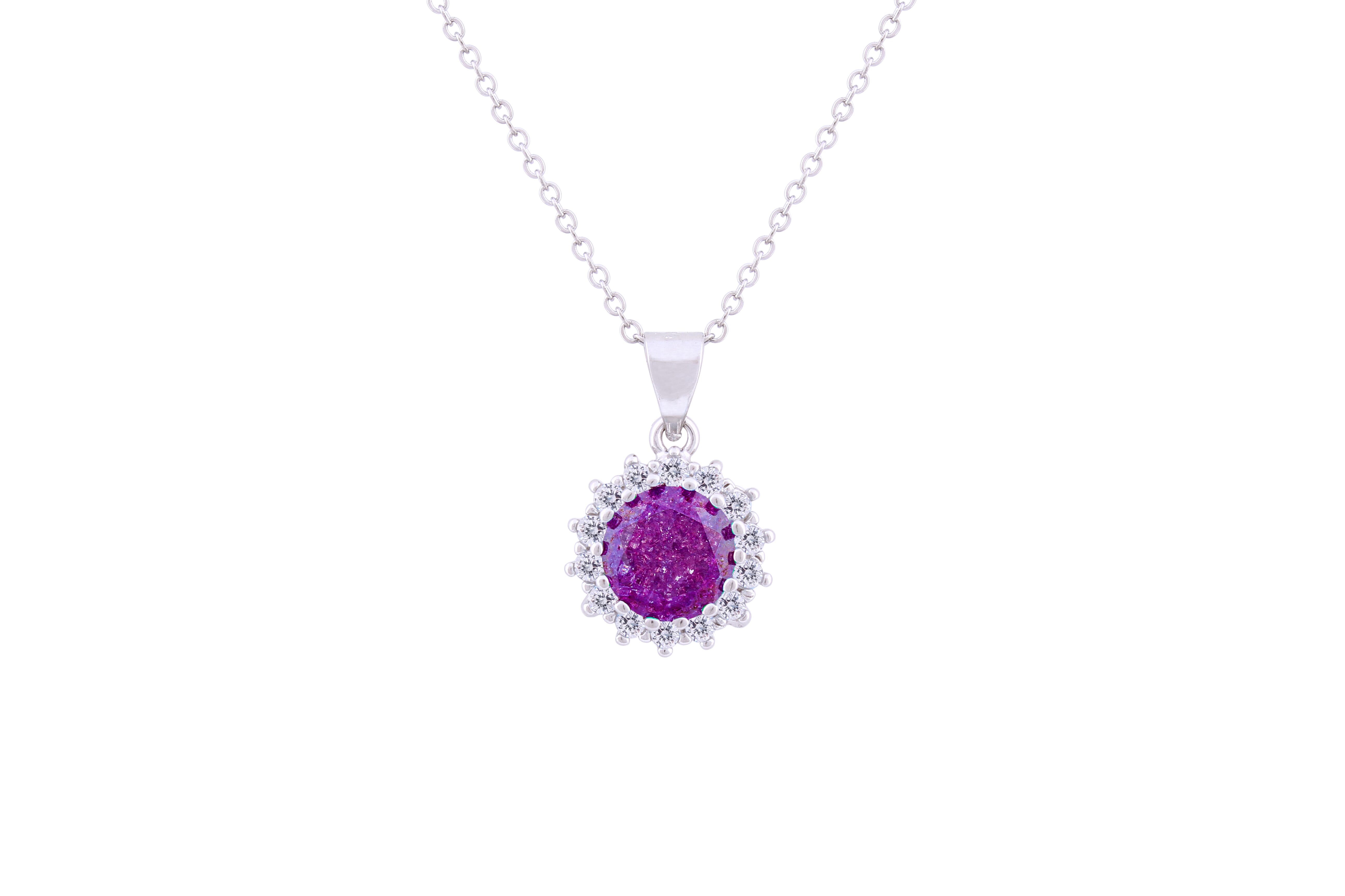 Asfour Crystal Chain Necklace With Tenzanite Opal Pendant In 925 Sterling Silver ND0112-N-A