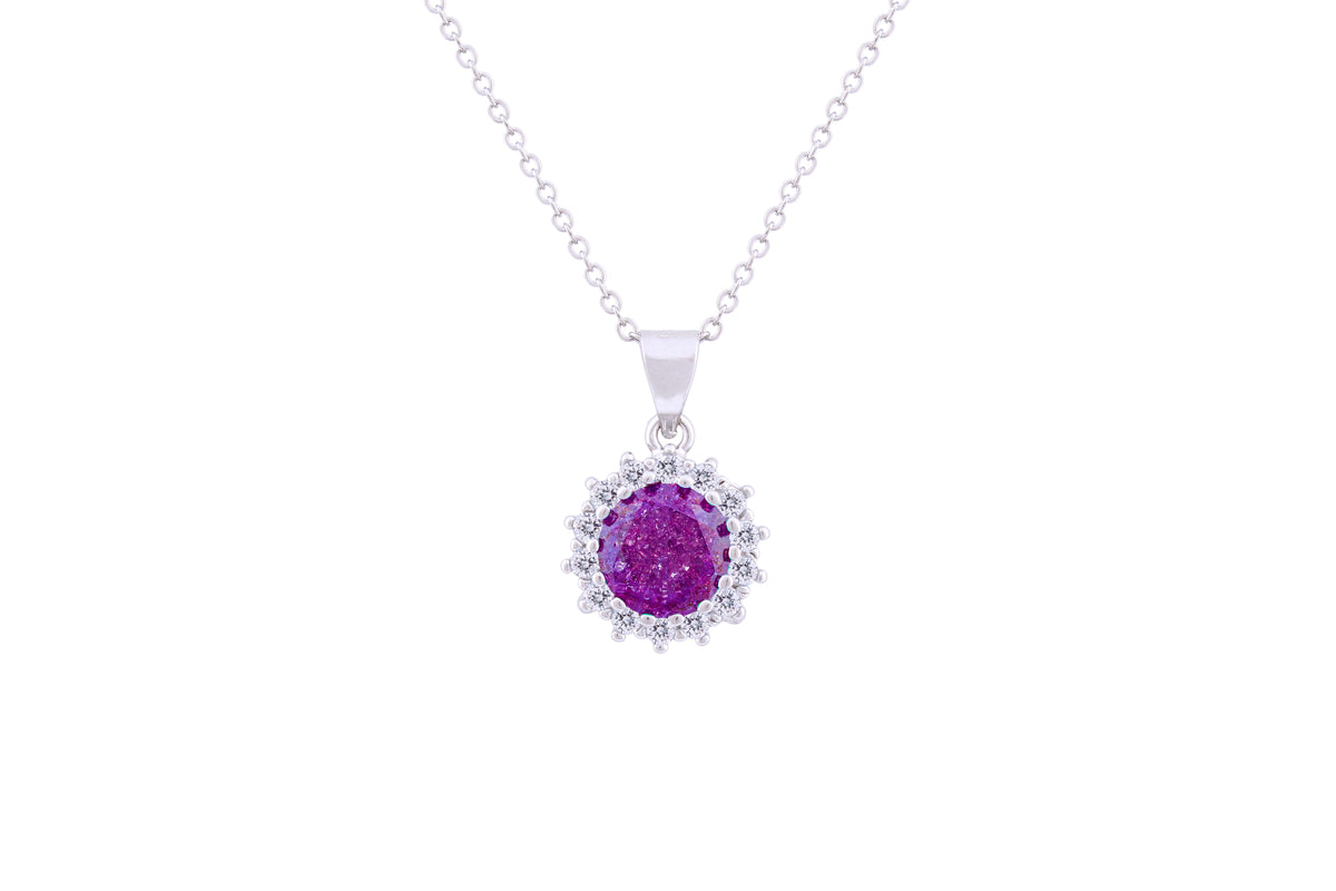 Asfour Crystal Chain Necklace With Tenzanite Opal Pendant In 925 Sterling Silver ND0112-N-A