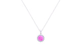 Asfour Crystal Chain Necklace With Rose Opal Pendant In 925 Sterling Silver ND0112-O-A