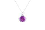 Asfour Crystal Chain Necklace With Tenzanite Round Pendant In 925 Sterling Silver ND0113-N-A