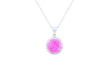 Asfour Crystal Chain Necklace With Rose Halo Pendant In 925 Sterling Silver ND0113-O-A