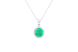 Asfour Crystal Chain Necklace With Emerald Round Pendant In 925 Sterling Silver ND0114-G-A