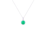 Asfour Crystal Chain Necklace With Emerald Round Pendant In 925 Sterling Silver ND0114-G-A