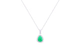 Asfour Crystal Chain Necklace With Emerald Pear Pendant In 925 Sterling Silver ND0115-G-A