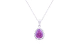 Asfour Crystal Chain Necklace With Tenzanite Pear Design In 925 Sterling Silver ND0115-N-A