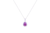 Asfour Crystal Chain Necklace With Tenzanite Pear Design In 925 Sterling Silver ND0115-N-A