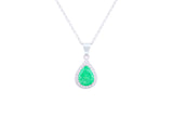 Asfour Crystal Chain Necklace With Emerald Pear Pendant In 925 Sterling Silver ND0116-G-A