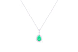 Asfour Crystal Chain Necklace With Emerald Pear Pendant In 925 Sterling Silver ND0116-G-A