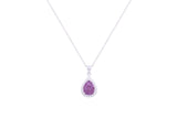 Asfour Crystal Chain Necklace With Tenzanite Pear Pendant In 925 Sterling Silver ND0116-N-A