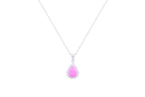 Asfour Crystal Chain Necklace With Rose Pear Pendant In 925 Sterling Silver ND0116-O-A