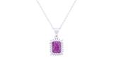Asfour Crystal Chain Necklace With Tenzanite Emerald Pendant In 925 Sterling Silver ND0117-N-A
