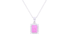 Asfour Crystal Chain Necklace With Emerald Cut Rose Pendant In 925 Sterling Silver ND0117-O-A