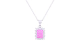 Asfour Crystal Chain Necklace With Emerald Cut Rose Pendant In 925 Sterling Silver ND0117-O-A
